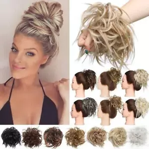 HIGHLIGHT Unordentliches Brötchen Haarteil lockig Scrunchie Chignon Haarverlängerungen als Mensch - Bild 1 von 31
