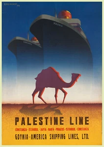 Shipping Poster - Palestine Line East Mediterranean - 1935 - Vintage Reprint A4 - Picture 1 of 1