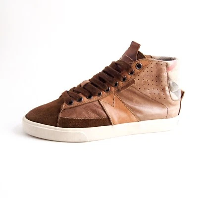 Zapatillas altas Burberry de cuero marrón a cuadros Nova para mujer talla EU 36 US 6 $620 Foto 1 de 4