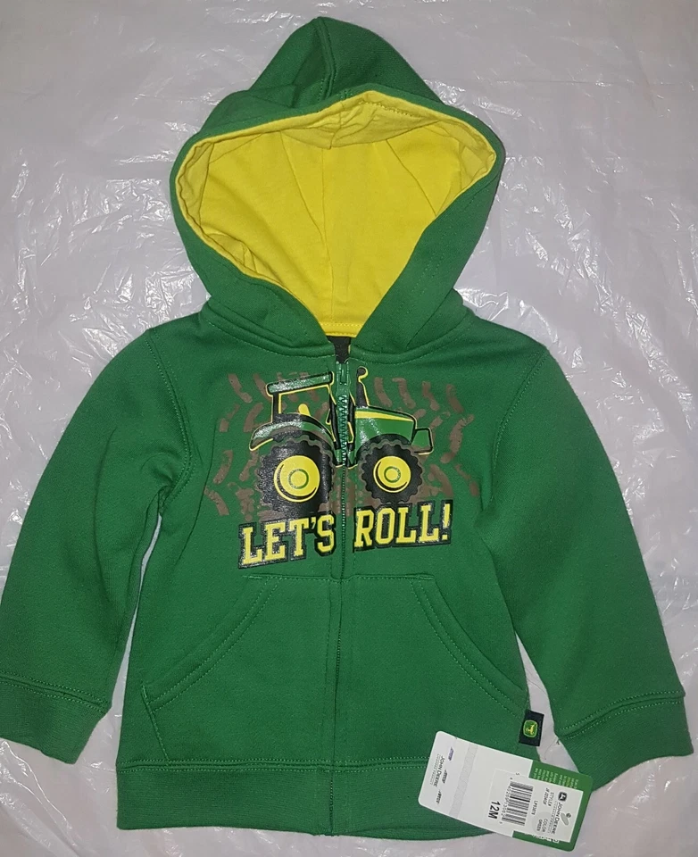NUEVO CON ETIQUETAS John Deere niños verde ¡ROLLEMOS! Sudadera con Capucha Cremallera 12M ¡Gran Regalo! Foto 1 de 1