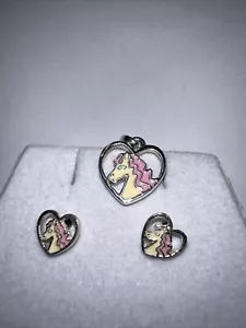 Kinderohrringe und Kettenanhänger *Einhorn*  im Set 925Sterling Silber - - Bild 1 von 5