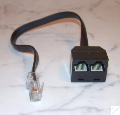 Y-Adapter ISDN RJ45 Splitter Doppelstecker schwarz _c4 - Bild 1 von 4