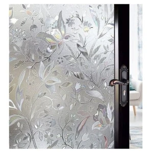 3D Static Glass Films Window Privacy Film Decorative Flower Sticker Anti-uv Peel - Picture 1 of 4