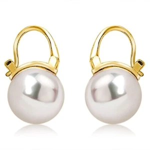 Gold Plated Pearl Drop Hoops - Picture 1 of 6