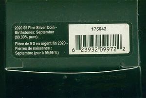 2020 Canada S$5 Birthstone September BOX & COA OGP ONLY NO COINS - Picture 1 of 6