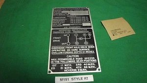 M151 MUTT NOS Style #2 Nomenclature data plate 100% original (P40) - Picture 1 of 3
