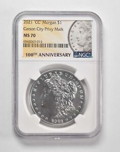 2021-CC MS70 Morgan Silver Dollar $1 NGC 100th Anniversary Label *0451