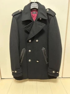 Paul Smith PS Double-breasted Pea Coat Jacket Men M Wool Angora Cashmere Black - Picture 1 of 11