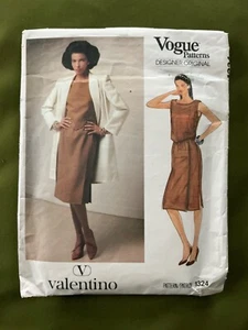 Vogue Designer Original Pattern Valentino Long Jacket Top Skirt 1324 Sz 8 VTG80s - Picture 1 of 2