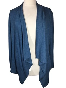 LOGO Lounge by Lori Goldstein MEDIUM blaue drapierte Strickjacke vorne offen CL - Bild 1 von 8