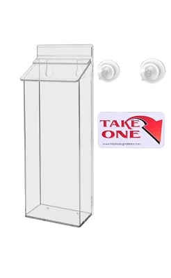 MARKETING HOLDERS 4"W x 9"H Suction Cup Outdoor Brochure Holder Window Mount