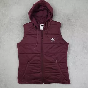 Adidas Vest Men's M Maroon Red Puffer Hooded Full Zip Multisport Insulated - Picture 1 of 11