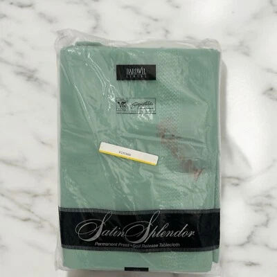 NOS Bardwil Linens Satin Splendor Soil Release Tablecloth 60x102” Oval Sea Green - Image 1 of 4