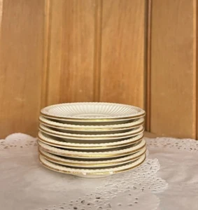 Antique Wedgwood Edme Creamware Butter Pats Small Plates Gold Trim England - Picture 1 of 8