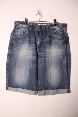 Pantalones cortos de mezclilla Pull and Bear para hombre - azules - talla w30 (X-o8) Foto 1 de 3