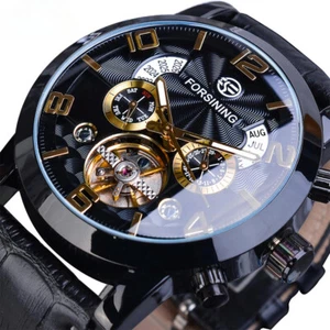 Fashion Wave Black Golden Multi Function Display Men Automatic Mechanical - Picture 1 of 13