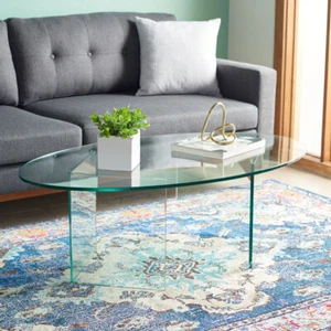 SAFAVIEH Carsten Tempered Glass Coffee Table | Clear | - Picture 1 of 8