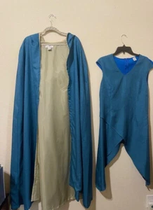 ERWACHSENE XL RENASSIANCE MITTELALTER SHAKESPHERE BLAU KAPUZEN MANTEL & TUNIKA COSPLAY NEU - Bild 1 von 6