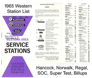 Vintage 1965 Western Stations Locations (Not a Map) -  Hancock, Norwalk, Regal - Foto 1 di 2