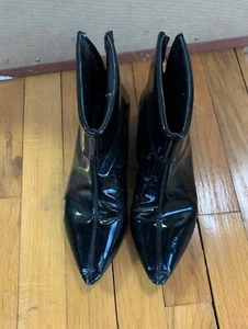 LULU GUINNESS BLACK PATENT LEATHER ANKLE BOOTS - Picture 1 of 4