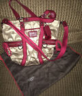 Coach Poppy Signature C Satchel Tote Bag Khaki With Red Accent  F20101 NWOT