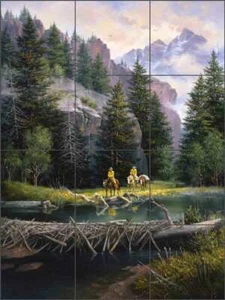 Rocky Mountain Tile Backsplash Jack Sorenson Western Art Ceramic Mural RW-JS005 - Picture 1 of 2