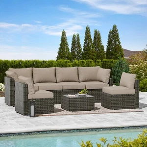 Covered Outdoor Outdoor Patio Furniture Set, 7 Pieces Patio Furniture Sets - Picture 1 of 8