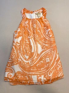 Banana Republic Blouse Top Womens Size 4 Orange Paisley Halter Sleeveless Zip - Picture 1 of 8