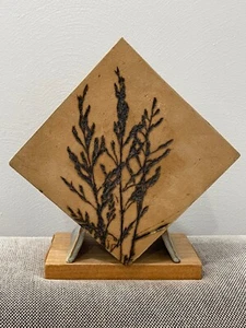 Art Pottery Signed Koehn Geometric Design Vase Glazed & Unglazed w/ Foliage Dec. - Picture 1 of 8