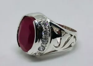 Oval Cut Red 8 Carat Ruby Sterling Silver 925 Handmade Yakoot Women Elegant Ring - Picture 1 of 5