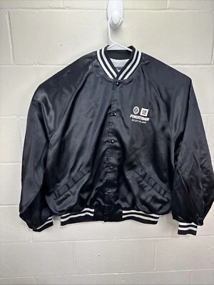 Винтажная мужская куртка-бомбер King Louie 3XL GM Motors Powertrain черная атласная - Изображение 1 из 4