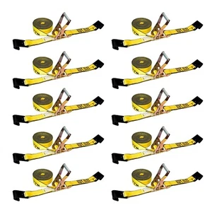 10 Pack 2" x30' Ratchet Strap w/Flat Hook Flatbed Truck Trailer Farming Tie Down - Foto 1 di 7