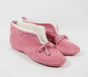 Daniel Verde Rosa Gamuza Cuero Vellón Forrado Mocasín Zapatillas Casa Zapatos Pequeños - Imagen 1 de 7