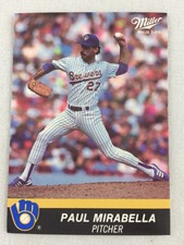 1990 Milwaukee Brewers Miller High Life Baseball Card - Paul Mirabella