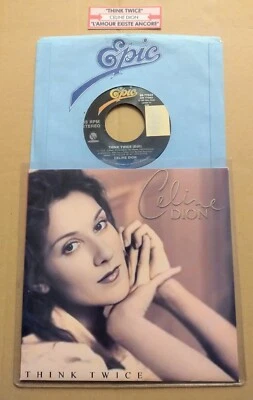 CELINE DION THINK TWICE 7" US VINYL SINGLE 45 - FREE CUSTOM PIC SLEEVE - Image 1 of 4