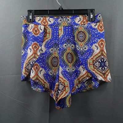 Solemio 女式短裤中号蓝色佩斯利流畅的独立艺术分层分体 — 第 1/4 张图片