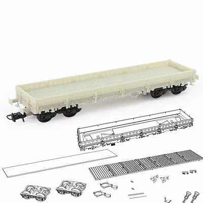 Evemodel 1pc HO Gauge 1:87 Blank Unpainted Unassembled 40' Low-side Flat Car DIY - Image 1 of 4