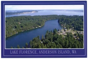 Anderson Island, Washington (2010er) - Lake Florence Postkarte! (blauer Rand) - Bild 1 von 2