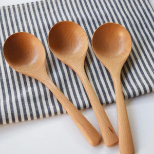 Wooden Rice Spoon Round Natural Wood Cooking Spoon Kitchen Accessories Dining - Picture 1 of 11
