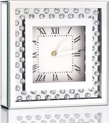 Crystal Sparkling Square Mirrored Desktop Decorative Clock Foto 1 de 4