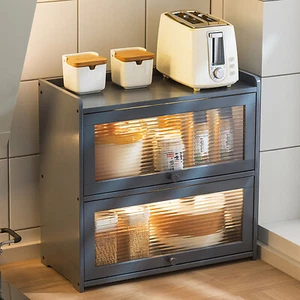 Modern 2 Tier Storage Cabinet Kitchen Bedroom Countertop Storage Cabinet - Picture 1 of 24