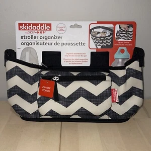 Skidaddle Stroller Organizer Black Striped Chevron Pattern Zip Off Pouch Adjust - Picture 1 of 2
