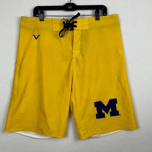 Michigan Wolverines Mens Valiant Board Shorts Size 36 Yellow Blue Fab Five Long - Picture 1 of 13