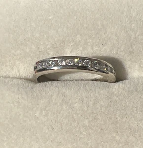 14k White Gold 1/4 Ct Channel Set Round 12 Diamond Band Ring 3mm Sz 5.5 - Picture 1 of 7