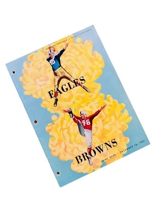 PHILADELPHIA EAGLES CLEVELAND BROWNS VINTAGE 1951 GAMEDAY PROGRAM 12/16/51 SHIBE - Image 1 of 3
