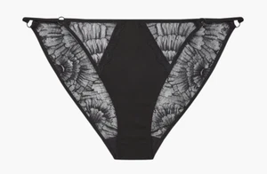CALVIN KLEIN BLACK Organza Sheer Lace Black String Bikini Panty NEW Womens M XL - Picture 1 of 7