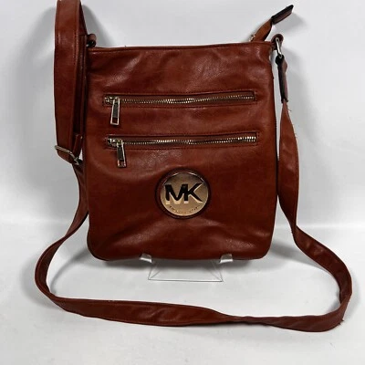 MICHAEL KORS Bag Womens Crossbody Leather Expandable Messenger Purse Brown - Image 1 of 4