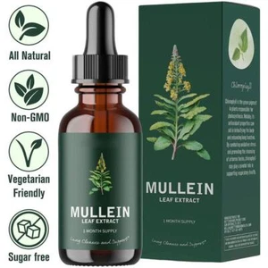 Mullein Leaf Extract Drops For Lungs Health - 60ml Lung Cleansing &Mucus Relief- - Picture 1 of 13