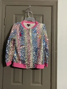 Nickelodeon Jojo's Closet Unicorn Rainbows Sequin Jacket Size 14-16 Preowned - Picture 1 of 24
