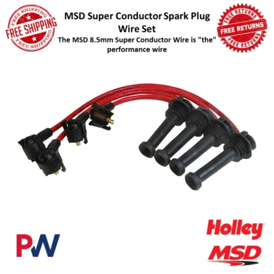 Juego de cables de bujía súper conductor MSD 8,5 mm rojo para Ford Escort & Focus 2,0 L Foto 1 de 4